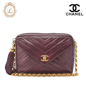 Chanel V stitch Coco Mark fringed jeweled chain shoulder bag lambskin bolts